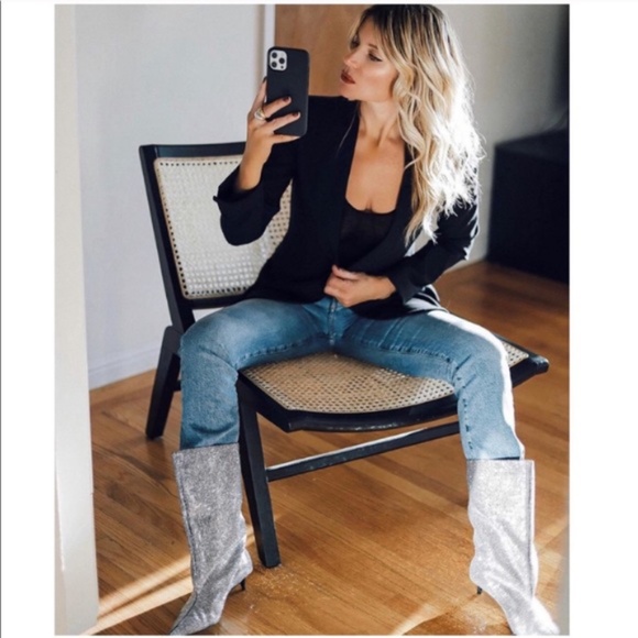 💎 Zara Heeled Sparkly Boots "Silver" NWT 💎 - Picture 7 of 17